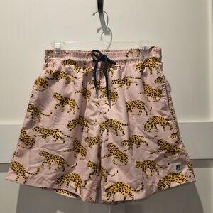 Allfenix Mens Swim trunks Shorts Pink Cheetah Drawstring Pockets Liner M Outdoor